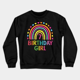7 Years Old Rainbow Girls 7Th Birthday For Girls Kids Crewneck Sweatshirt